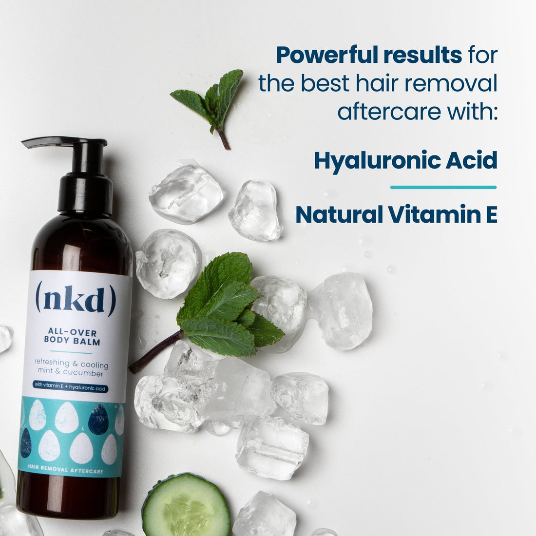 nkd All-Over Post-Wax Post-Shave Balm 250ml with Hyaluronic Acid for Women & Men.