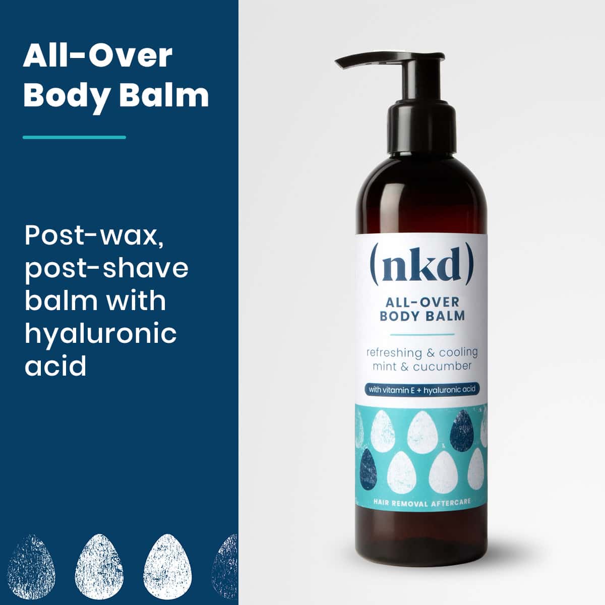 All-Over Body Balm label close-up – hyaluronic acid + vitamin E