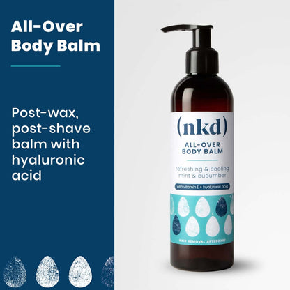 All-Over Body Balm label close-up – hyaluronic acid + vitamin E
