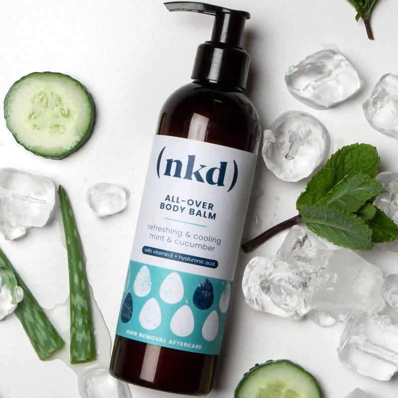 All-Over Body Balm label close-up – hyaluronic acid + vitamin E