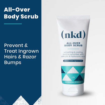 All-Over Body Scrub label close-up – salicylic + hyaluronic acid